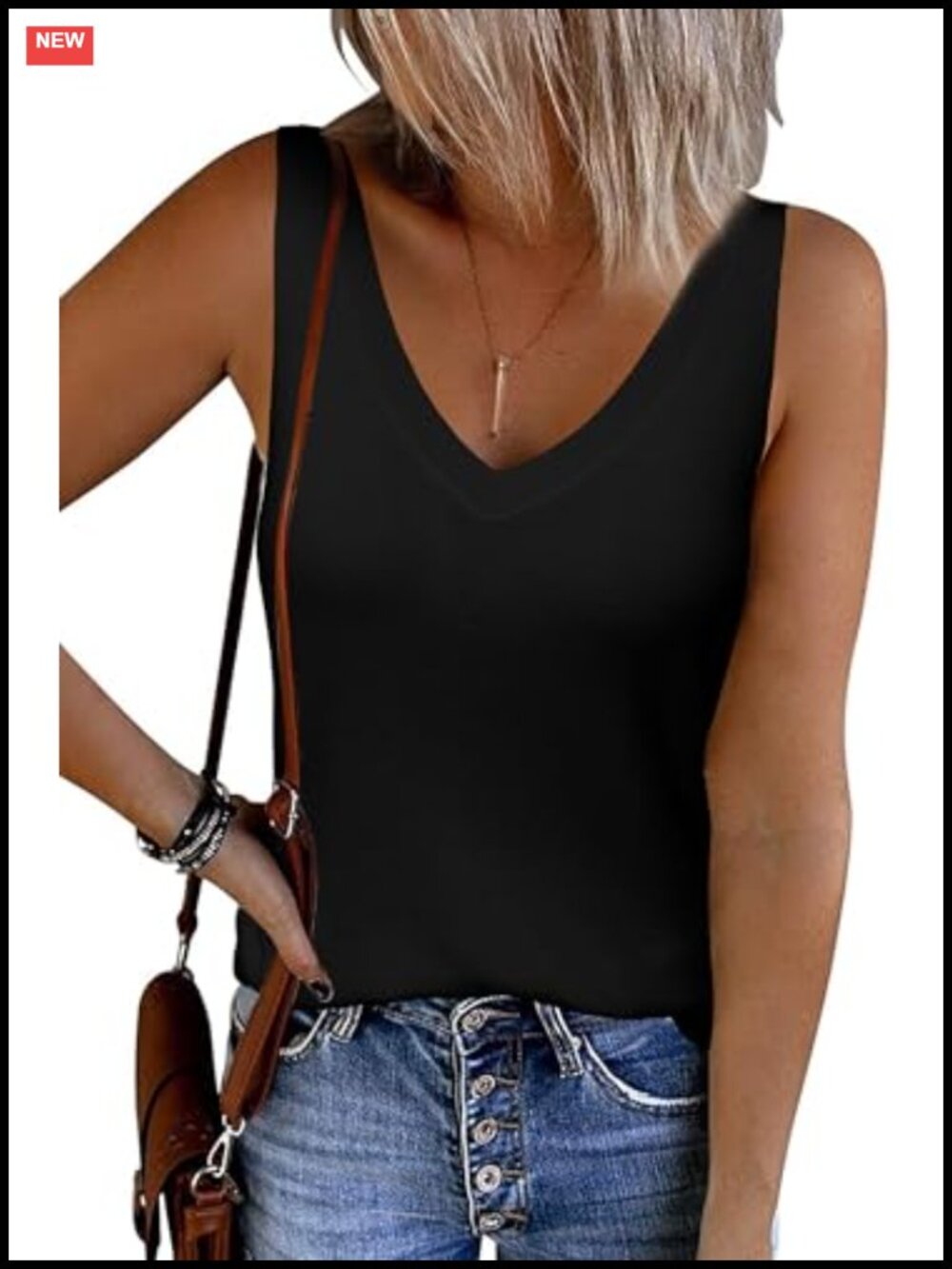Wool Blend Slim Fit V Neck Sleeveless Knit Tank Top Work Casual